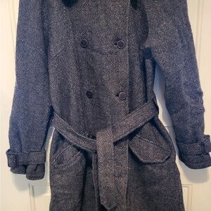 L.L. Bean Gray Herringbone Trench Coat
